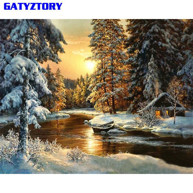 Village Snow DIY Painting